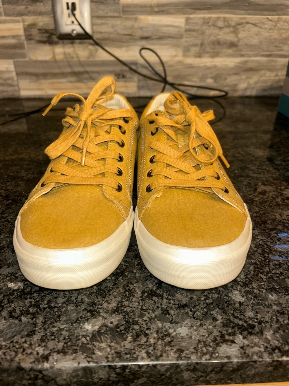 Taos Footwear Mustard Yellow Canvas Lace-Up Sneakers